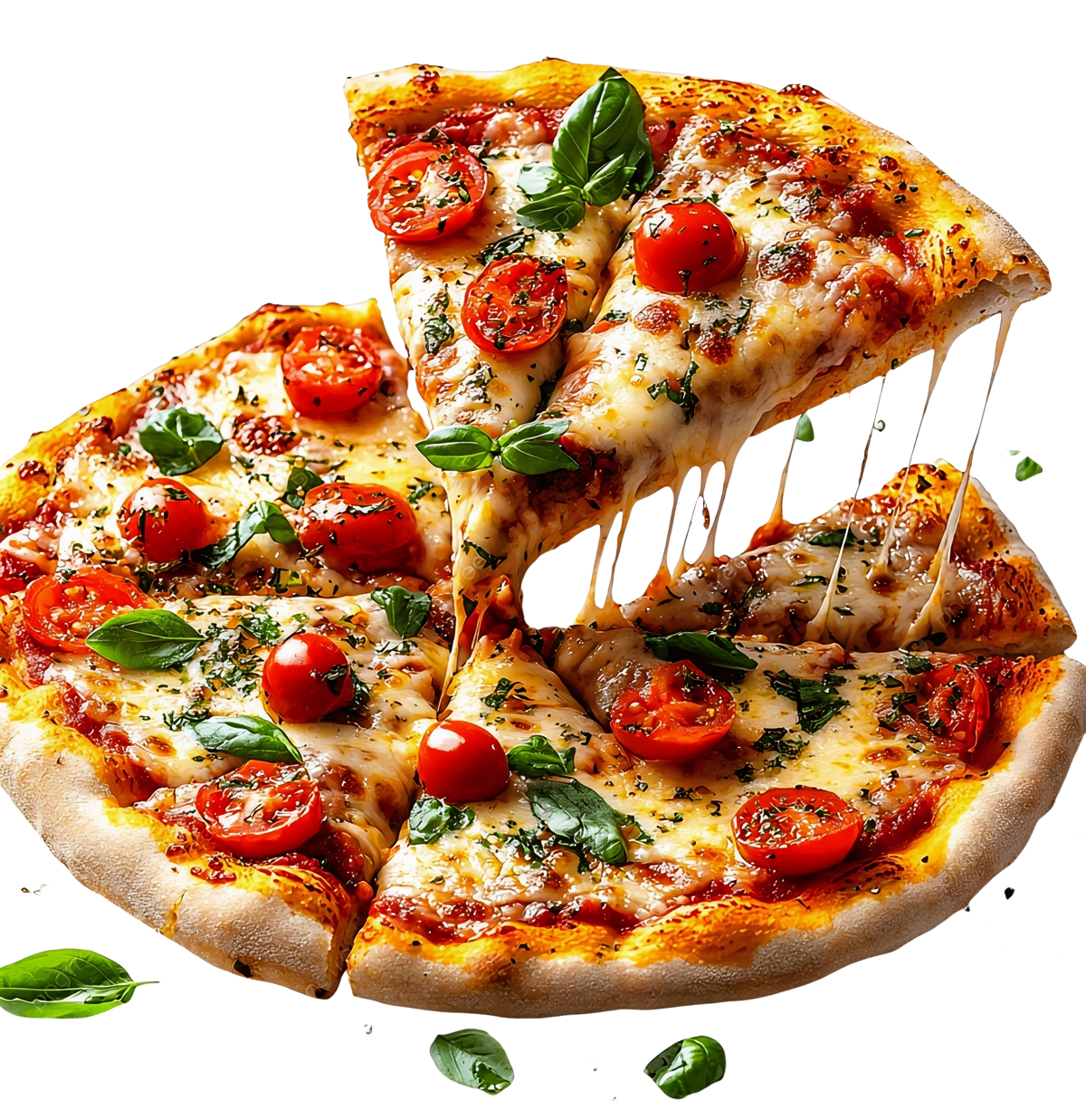 Hot Cheesy Pizza With Fresh Toppings