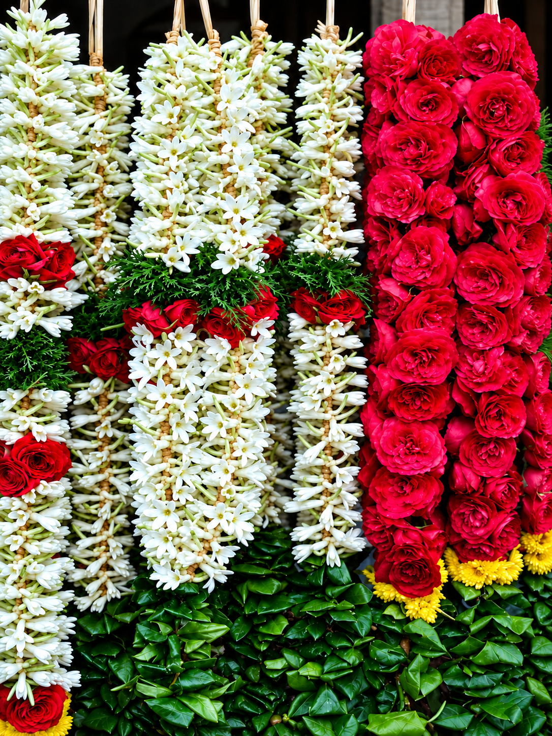 Crisp jasmine and rose garland